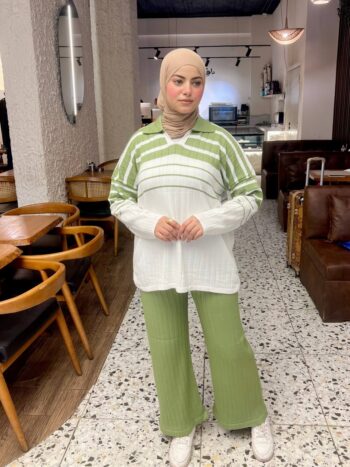 ميس ليندا سوت مسحب مقلم تريكو